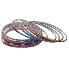 12 Piece Multicolored Bangle Bracelet Set For Children Age 4+
