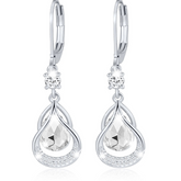 APSVO 18K White Gold Plated Teardrop Drop Earrings for Women Girls Hypoallergenic S925 Sterling Silver April Birthstone Earrings with CZ Crystal Wedding Birthday Jewelry Gifts Ideas Teen Mom Kids Age