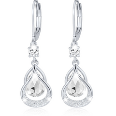 APSVO 18K White Gold Plated Teardrop Drop Earrings for Women Girls Hypoallergenic S925 Sterling Silver April Birthstone Earrings with CZ Crystal Wedding Birthday Jewelry Gifts Ideas Teen Mom Kids Age